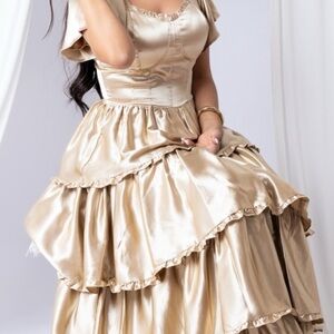 Ivy City Co Gold Satin Corset Dress